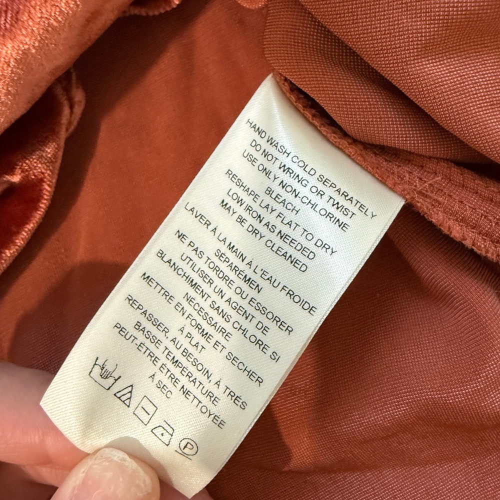 Pilcro The Hadley Velvet Relaxed‎ Button Down Shirt Burnt Orange Women's XS - Picture 10 of 11